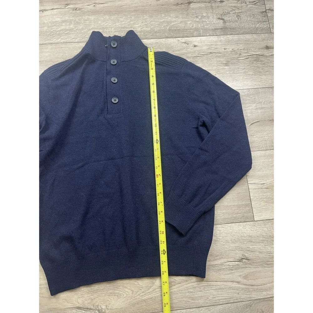 Banana Republic Sweater Men's Large Blue Italian Yarn Merino Wool 1/4 Zip Button
